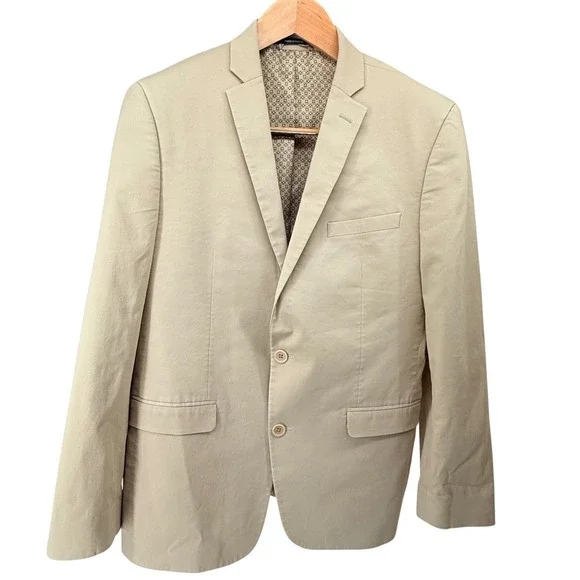 Bar III Slim Fit Mens Tan Cotton Blend 2-Piece Suit coat 42R pants 34W x 32L